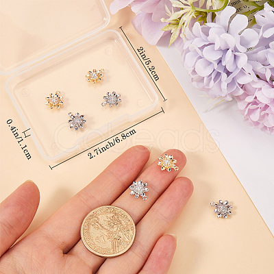 8Pcs 2 Colors Brass Micro Pave Clear Cubic Zirconia Charms KK-BBC0014-87-1