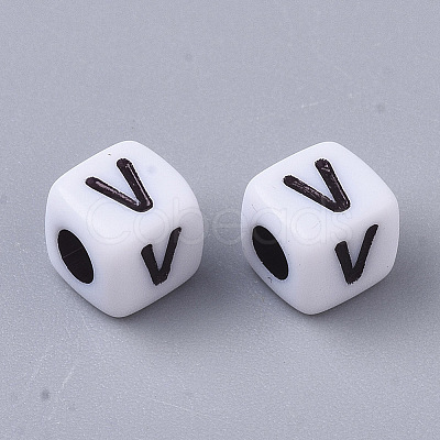 White Opaque Acrylic Beads X-MACR-R869-02V-1