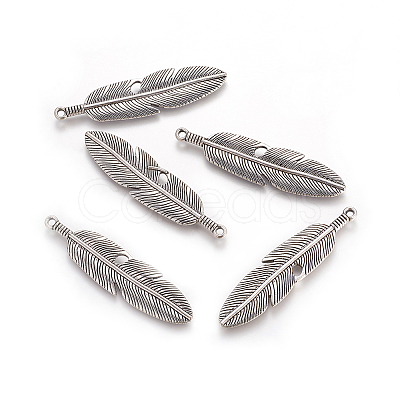 Tibetan Style Alloy Feather Big Pendants LS-TIBEP-A12720-AS-NR-1