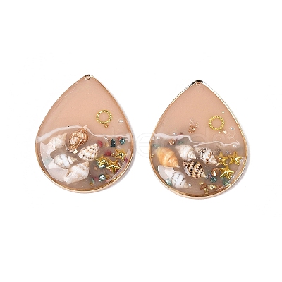Brass & Epoxy Resin Pendants KK-Q082-03KCG-02-1