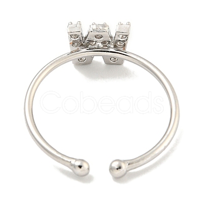 Rack Plating Brass Open Cuff Rings for Women RJEW-F162-02P-W-1