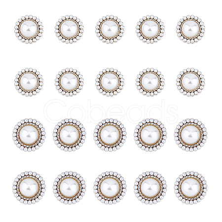 20Pcs 2 Style ABS Plastic Imitation Pearl Shank Buttons BUTT-DC0001-06P-1