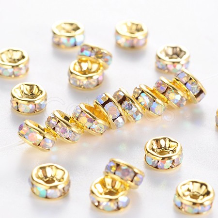 Brass Grade A Rhinestone Spacer Beads RSB035NF-02G-1