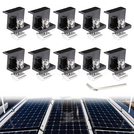10Pcs Aluminum Alloy Solar Panel End Clamps Brackets for RV Rooftop Caravans AJEW-WH0481-838-1