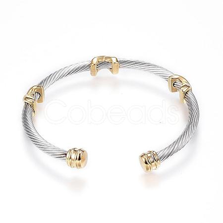 316 Surgical Stainless Steel Torque Cuff Bangles BJEW-D437-A10-1
