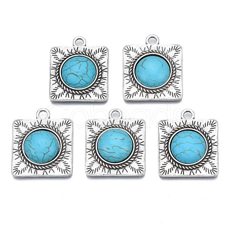 Synthetic Turquoise Pendants PALLOY-N157-027-1