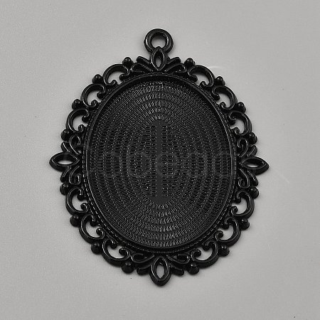Oval Alloy Cabochon Pendants Settings Making DIY-WH20002-21B-1