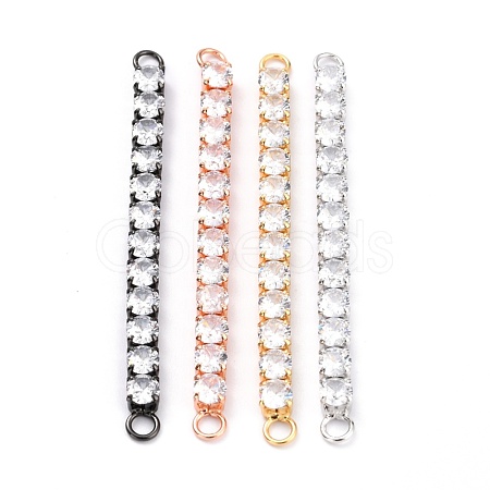 Brass Clear Round Cubic Zirconia Links Connectors ZIRC-G170-23B-1