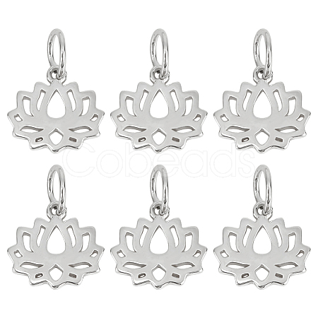 6Pcs Hollow 925 Sterling Silver Lotus Charms STER-DR0001-34-1