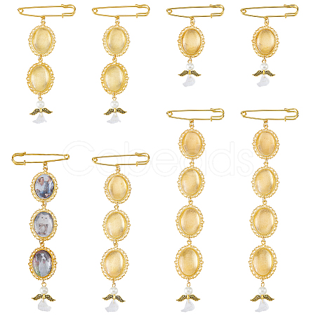 8Pcs 4 Style Iron Brooches JEWB-FH00044-1