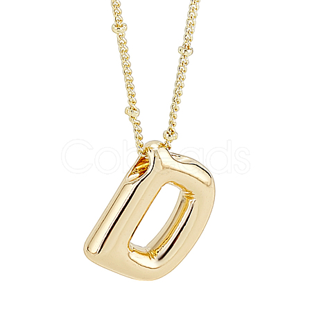 1pc Brass Chain with Alloy Letter Pendants Necklaces NJEW-LP0001-41D-G-1