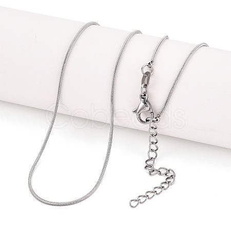1MM 304 Stainless Steel Round Snake Chain Necklaces NJEW-N059-03P-1