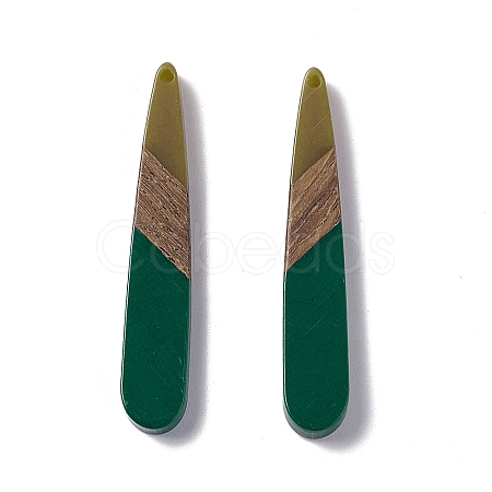 Opaque Resin & Walnut Wood Pendants RESI-M027-12C-1