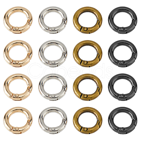 24Pcs 4 Colors Alloy Spring Gate Rings FIND-HS0001-26A-1