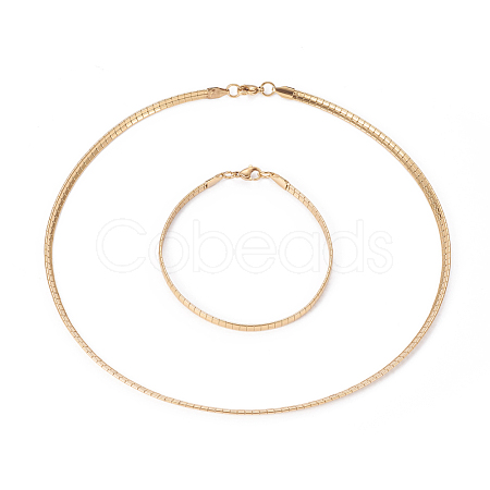Ion Plating(IP) 304 Stainless Steel Chain Necklaces & Bracelets Sets SJEW-E334-01B-G-1