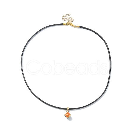 Alloy Enamel Dice Pendant Necklace with Polyester Cords NJEW-JN04515-1