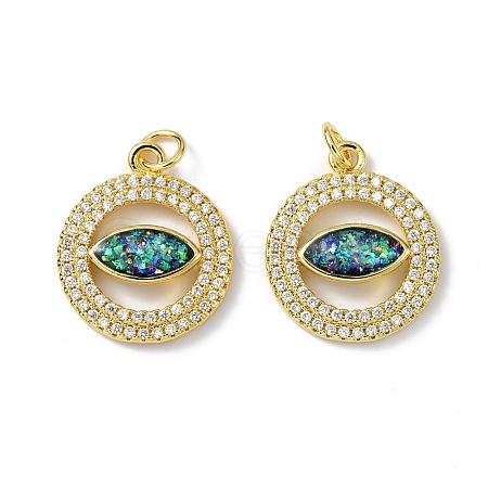 Brass Micro Pave Cubic Zirconia Pendants X-KK-A197-10G-1