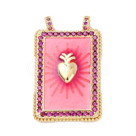 Brass Micro Pave Cubic Zirconia Pendants KK-K408-71G-01-1