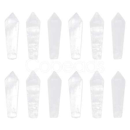 12Pcs Natural Quartz Crystal Pointed Beads G-OC0003-99-1