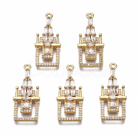 Brass Micro Pave Clear Cubic Zirconia Pendants KK-T063-81G-NF-1
