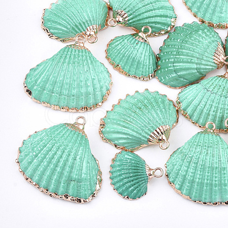 Spray Paint & Electroplate Sea Shell Pendants SSHEL-S262-08D-1