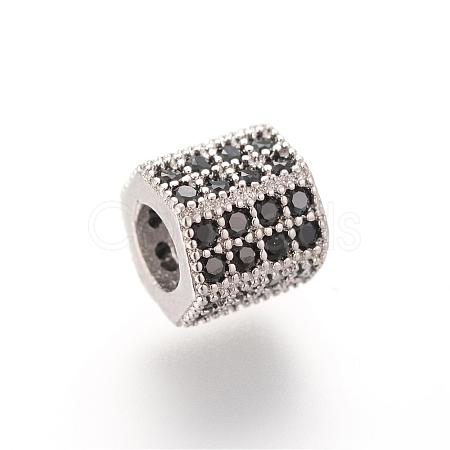 Brass Micro Pave Cubic Zirconia Beads ZIRC-S053-YS012B-1-1