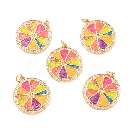 Eco-Friendly Brass Micro Pave Cubic Zirconia with Enamel Pendants KK-K268-33G-1