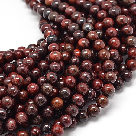 Natural Brecciated Jasper Round Beads Strands G-P075-14-8mm-1