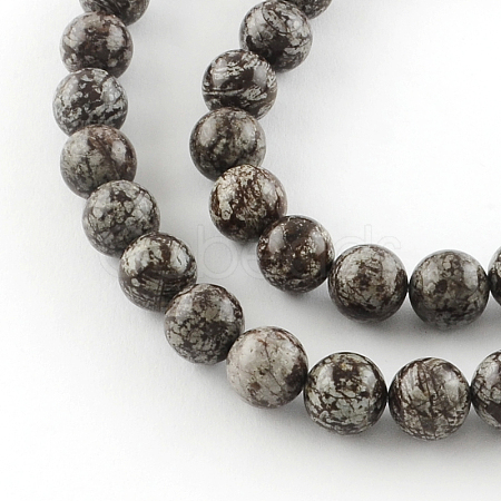 Round Natural Red Snowflake Obsidian Beads Strands G-R324-10mm-01-1
