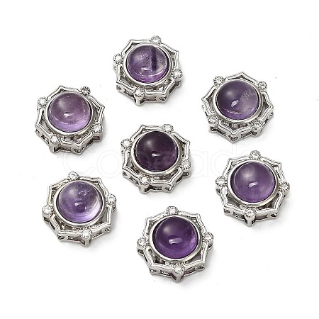 Brass Pave Natural Amethyst Multi-Strand Links KK-D366-01P-F-1