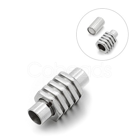 Tarnish Resistant Smooth 304 Stainless Steel Tube Magnetic Clasps with Glue-in Ends STAS-E089-38B-1