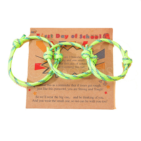 3Pcs 3 Styles Polyester First Day of School Bracelets FS-WG342D8-12-1