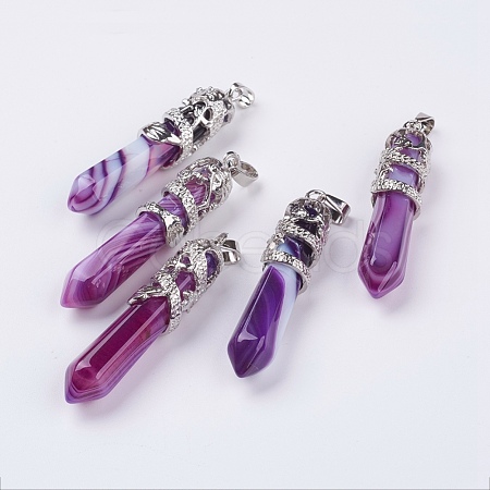 Natural Striped Agate/Banded Agate Big Pointed Pendants G-G738-A-15-1