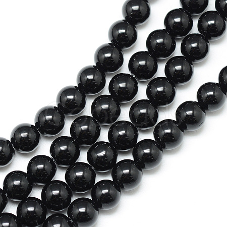 Synthetic Black Stone Bead Strands G-R345-4mm-35-1-1