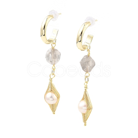 Brass Wire Wrap Half Hoop Earrings EJEW-K252-02G-1