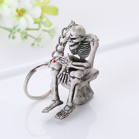 Skull Sitting on Toilet Pendant Keychain SKUL-PW0004-44-1