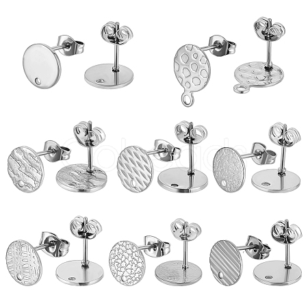 32Pcs 8 Style 201/304 Stainless Steel Stud Earring Findings STAS-ME0001-39P-1