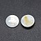 Shell Cabochons, with Resin, Flat Round with Arabic Alphabet, White, 12~12.5x2~2.5mm