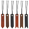 6Pcs 6 Styles Leather Bookmarks, with Imitation Leather Cords and Iron Findings, Rectangle, Mixed Color, 95x20x2mm, 1pc/style