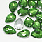 Pointed Back Glass Rhinestone Cabochons, Back Plated, Faceted, teardrop, Emerald, 18x13x5mm