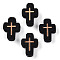 Natural Wood Beads, Dyed, Cross, Black, 16.5~17x12.5~13x5mm, Hole: 1.6~2mm