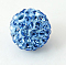 Polymer Clay Rhinestone Beads, Pave Disco Ball Beads, Grade A, Half Drilled, Round, Light Sapphire, PP9(1.5.~1.6mm), 6mm, Hole: 1.2mm