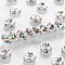 Brass Grade A Rhinestone Spacer Beads, Silver Color Plated, Nickel Free, Rondelle, Crystal AB, 7x3.2mm, Hole: 1.2mm