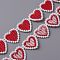 Fiber Lace Trims, Heart, Red, 7/8 inch(23mm)