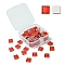 60Pcs Transparent Glass Cabochons, Square, Red, 9.8x9.8x4mm