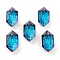 Embossed Glass Rhinestone Pendants, Bicone, Faceted, Bermuda Blue, 13x6.5x4mm, Hole: 1.5mm