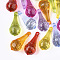 Transparent Acrylic Pendants, Faceted, teardrop, Mixed Color, 38.5x17x17mm, Hole: 3mm