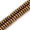 Electroplated Natural Lava Rock Beads Strands, Disc, Golden Plated, 6~6.5x3~3.5mm, Hole: 1.2mm, about 124pcs/strand, 15.75''(40cm)