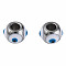 201 Stainless Steel Enamel Beads, Round with Evil Eye, Golden, Stainless Steel Color, White, 8.5x8.5x6mm, Hole: 3mm