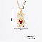 Fashionable Brass Pave Ruby Rhinestone Cable Chain Heart Bear Pendant Necklaces for Women, Golden, 15.75 inch(400mm)